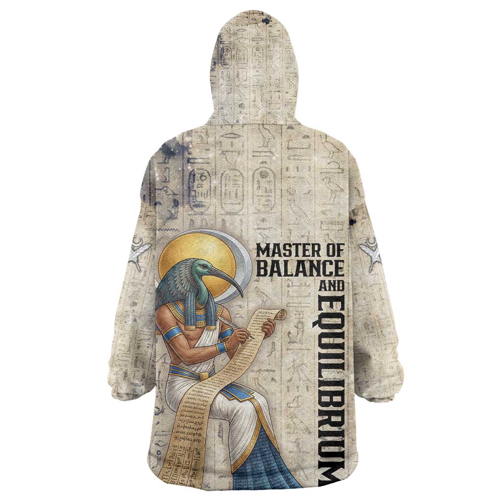 Thoth Wearable Blanket Hoodie Ibis Head and Ancient Scroll Egyptian Wisdom