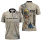 Thoth Zipper Polo Shirt Ibis Head and Ancient Scroll Egyptian Wisdom