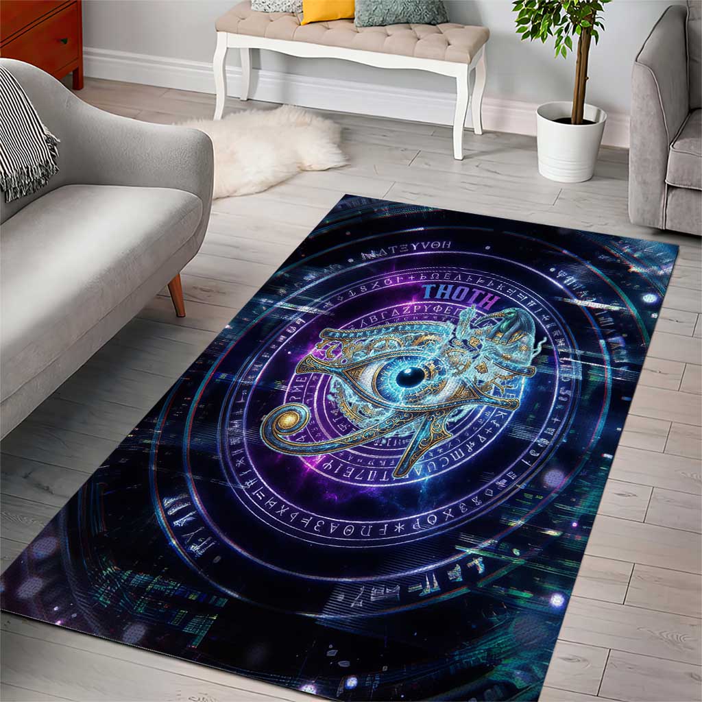 Baboon Rug Thoth Ancient Egyptian Cosmic Area Rug with Sacred Eye and Baboon ...