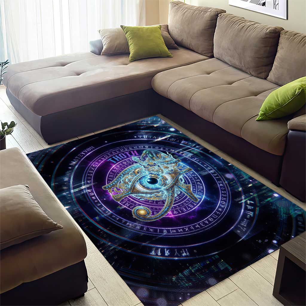 Baboon Rug Thoth Ancient Egyptian Cosmic Area Rug with Sacred Eye and Baboon ...