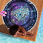 Thoth Ancient Egyptian Cosmic Beach Blanket with Sacred Eye and Baboon Symbol Theme