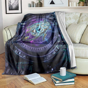 Thoth Ancient Egyptian Cosmic Blanket with Sacred Eye and Baboon Symbol Theme