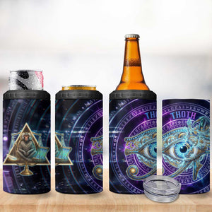 Thoth Ancient Egyptian Cosmic 4 in 1 Can Cooler Tumbler with Sacred Eye and Baboon Symbol Theme