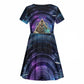 Thoth Ancient Egyptian Cosmic Kid Short Sleeve Dress with Sacred Eye and Baboon Symbol Theme