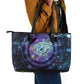 Thoth Ancient Egyptian Cosmic Leather Tote Bag with Sacred Eye and Baboon Symbol Theme