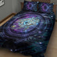 Thoth Ancient Egyptian Cosmic Quilt Bed Set with Sacred Eye and Baboon Symbol Theme