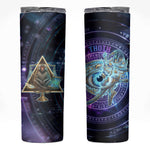 Thoth Ancient Egyptian Cosmic Skinny Tumbler with Sacred Eye and Baboon Symbol Theme