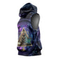 Thoth Ancient Egyptian Cosmic Sleeveless Hoodie with Sacred Eye and Baboon Symbol Theme