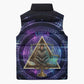 Thoth Ancient Egyptian Cosmic Sleeveless Puffer Jacket with Sacred Eye and Baboon Symbol Theme