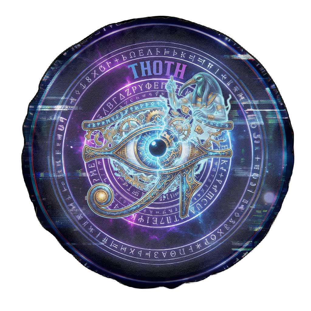 Thoth Ancient Egyptian Cosmic Spare Tire Cover with Sacred Eye and Baboon Symbol Theme