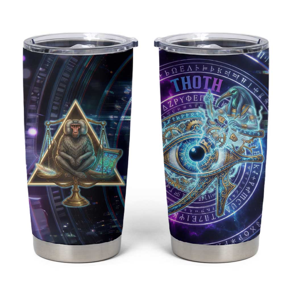 Thoth Ancient Egyptian Cosmic Tumbler Cup with Sacred Eye and Baboon Symbol Theme