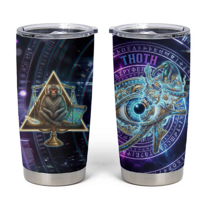 Thoth Ancient Egyptian Cosmic Tumbler Cup with Sacred Eye and Baboon Symbol Theme