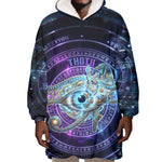 Thoth Ancient Egyptian Cosmic Wearable Blanket Hoodie with Sacred Eye and Baboon Symbol Theme