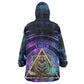 Thoth Ancient Egyptian Cosmic Wearable Blanket Hoodie with Sacred Eye and Baboon Symbol Theme