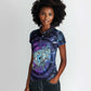 Thoth Ancient Egyptian Cosmic Women Polo Shirt with Sacred Eye and Baboon Symbol Theme