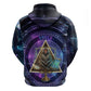 Thoth Ancient Egyptian Cosmic Zip Hoodie with Sacred Eye and Baboon Symbol Theme