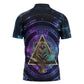 Thoth Ancient Egyptian Cosmic Zipper Polo Shirt with Sacred Eye and Baboon Symbol Theme
