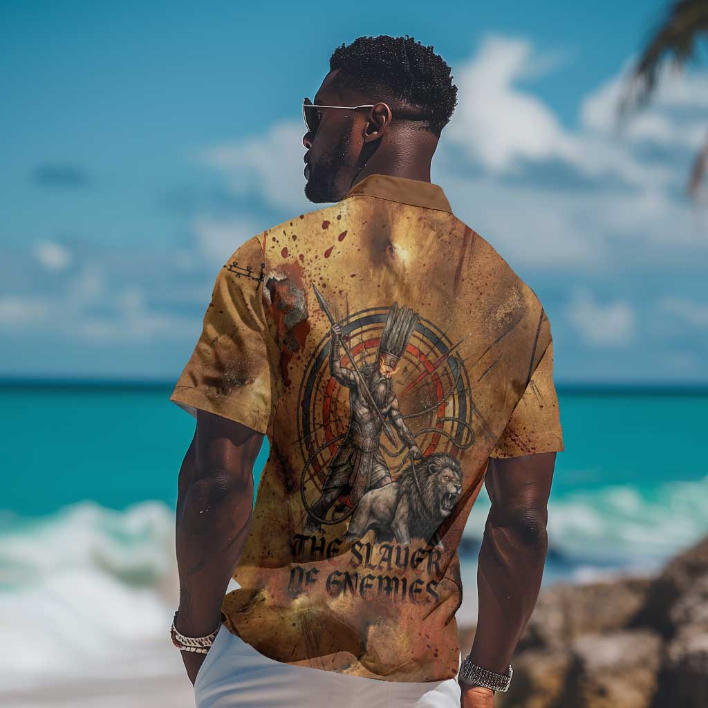 Onuris Hawaiian Shirt Egyptian War God Slayer of Enemies Spear Lion Ancient Battle