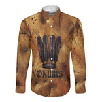 Onuris Long Sleeve Button Shirt Egyptian War God Slayer of Enemies Spear Lion Ancient Battle