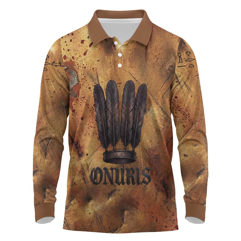 Onuris Long Sleeve Polo Shirt Egyptian War God Slayer of Enemies Spear Lion Ancient Battle