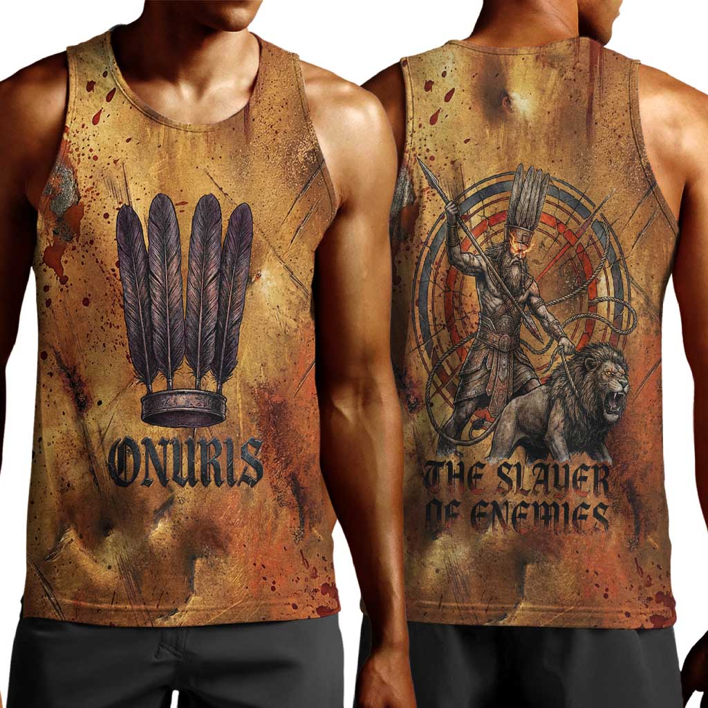 Onuris Men Tank Top Egyptian War God Slayer of Enemies Spear Lion Ancient Battle
