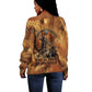 Onuris Off Shoulder Sweater Egyptian War God Slayer of Enemies Spear Lion Ancient Battle