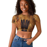 Onuris Raglan Cropped T shirt Egyptian War God Slayer of Enemies Spear Lion Ancient Battle