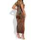 Onuris Short Sleeve Bodycon Dress Egyptian War God Slayer of Enemies Spear Lion Ancient Battle