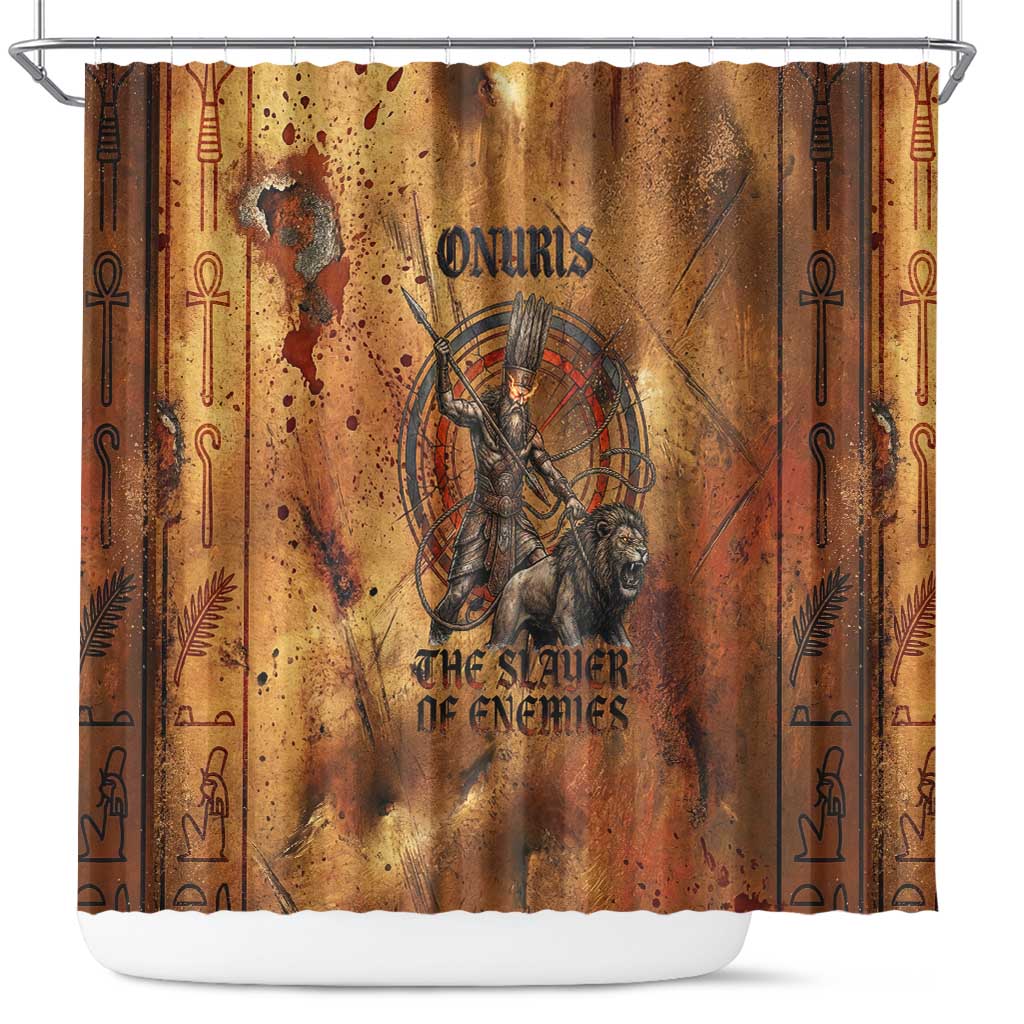 Onuris Shower Curtain Egyptian War God Slayer of Enemies Spear Lion Ancient Battle