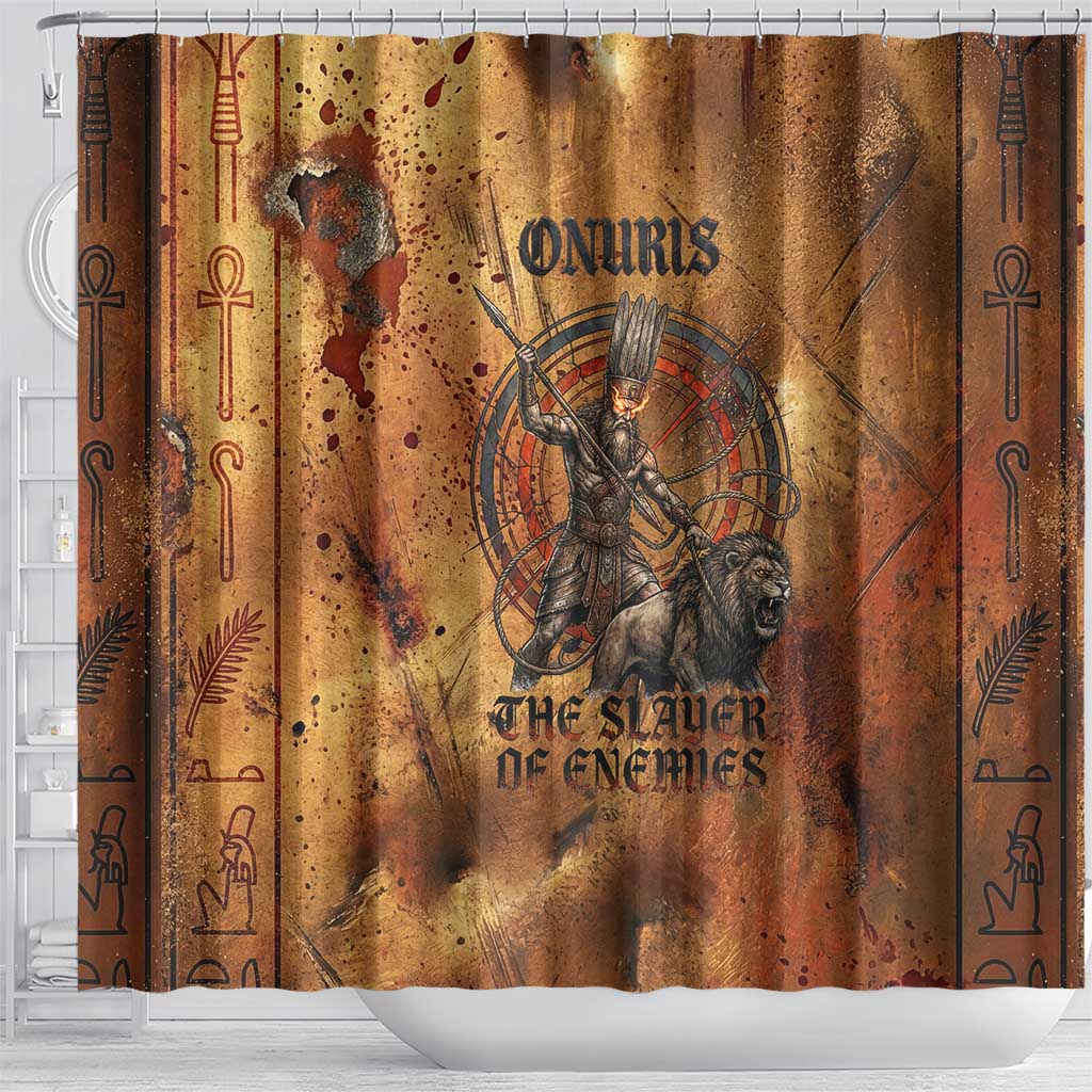 Onuris Shower Curtain Egyptian War God Slayer of Enemies Spear Lion Ancient Battle