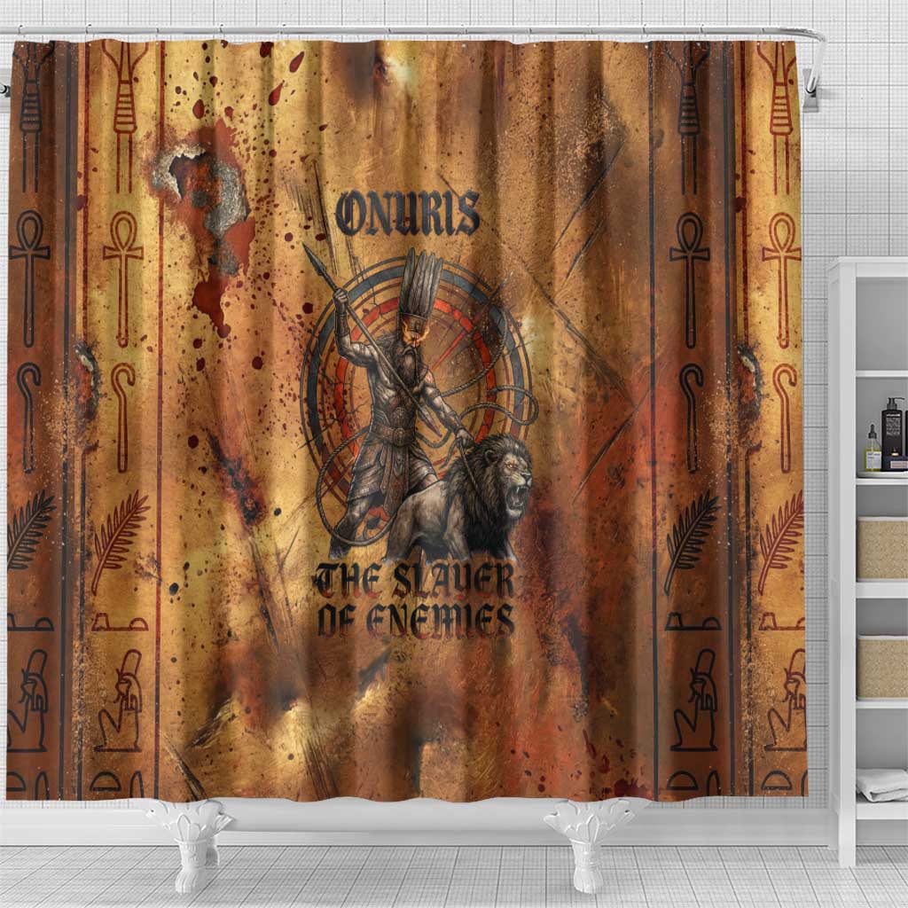 Onuris Shower Curtain Egyptian War God Slayer of Enemies Spear Lion Ancient Battle