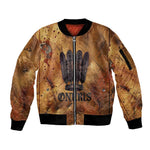 Onuris Sleeve Zip Bomber Jacket Egyptian War God Slayer of Enemies Spear Lion Ancient Battle