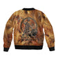 Onuris Sleeve Zip Bomber Jacket Egyptian War God Slayer of Enemies Spear Lion Ancient Battle