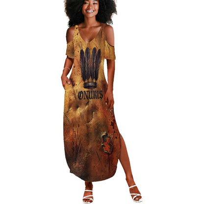 Onuris Summer Maxi Dress Egyptian War God Slayer of Enemies Spear Lion Ancient Battle