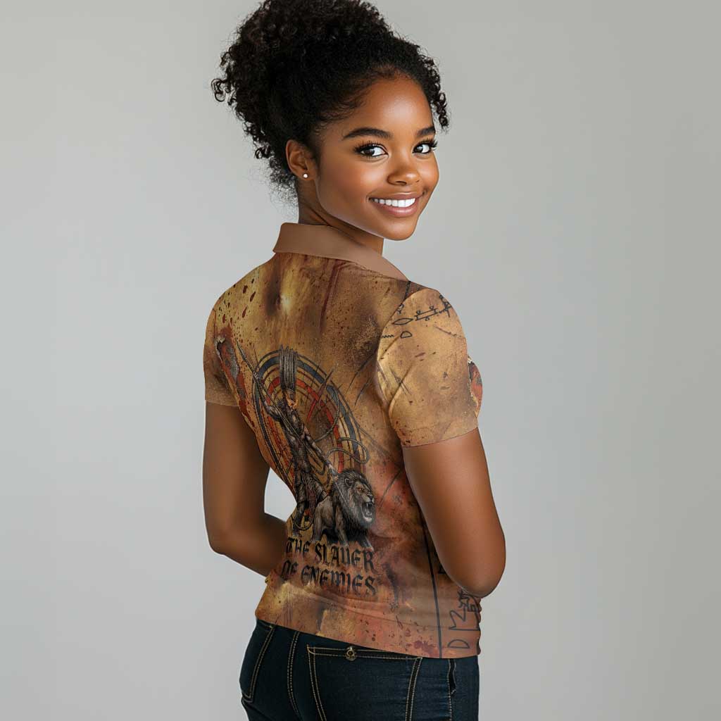 Onuris Women Polo Shirt Egyptian War God Slayer of Enemies Spear Lion Ancient Battle