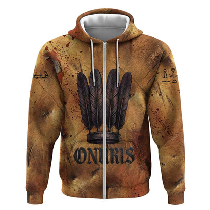 Onuris Zip Hoodie Egyptian War God Slayer of Enemies Spear Lion Ancient Battle