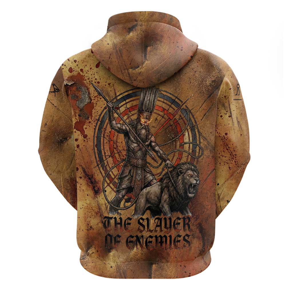 Onuris Zip Hoodie Egyptian War God Slayer of Enemies Spear Lion Ancient Battle