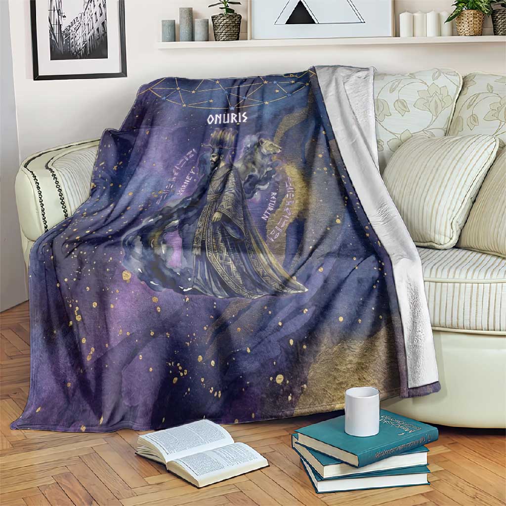 Onuris Blanket Cosmic Warrior Egyptian God Eye of Horus Spears Starry Night