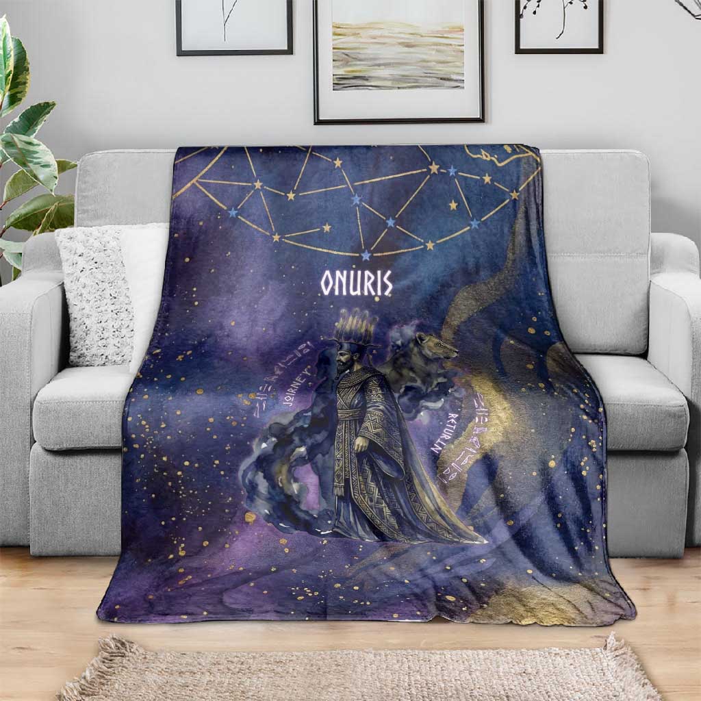 Onuris Blanket Cosmic Warrior Egyptian God Eye of Horus Spears Starry Night