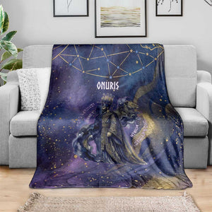 Onuris Blanket Cosmic Warrior Egyptian God Eye of Horus Spears Starry Night