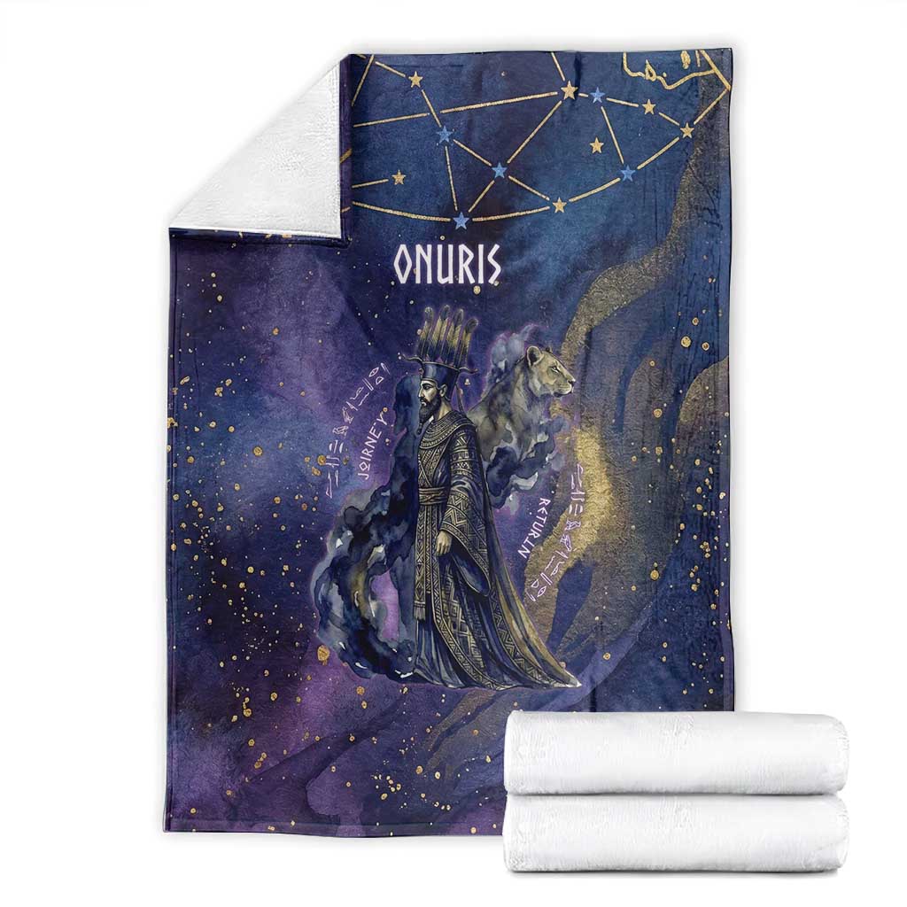Onuris Blanket Cosmic Warrior Egyptian God Eye of Horus Spears Starry Night