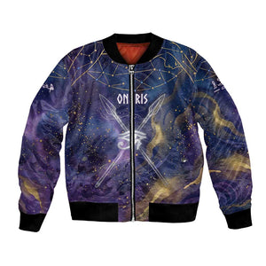 Onuris Bomber Jacket Cosmic Warrior Egyptian God Eye of Horus Spears Starry Night