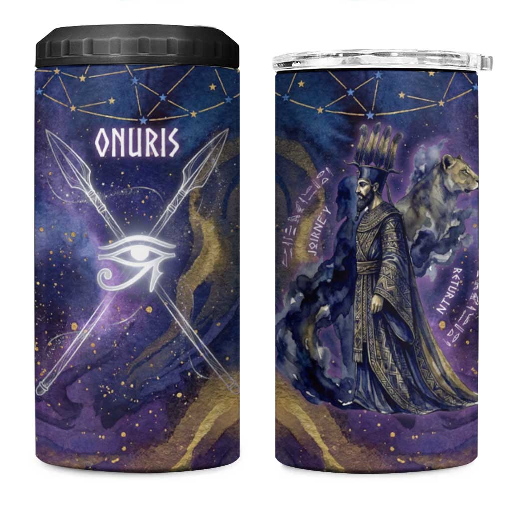 Onuris 4 in 1 Can Cooler Tumbler Cosmic Warrior Egyptian God Eye of Horus Spears Starry Night