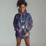 Onuris Hoodie Dress Cosmic Warrior Egyptian God Eye of Horus Spears Starry Night