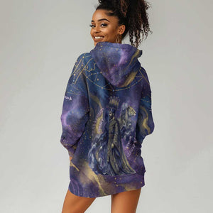 Onuris Hoodie Dress Cosmic Warrior Egyptian God Eye of Horus Spears Starry Night