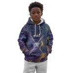 Onuris Kid Hoodie Cosmic Warrior Egyptian God Eye of Horus Spears Starry Night