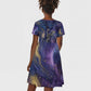 Onuris Kid Short Sleeve Dress Cosmic Warrior Egyptian God Eye of Horus Spears Starry Night