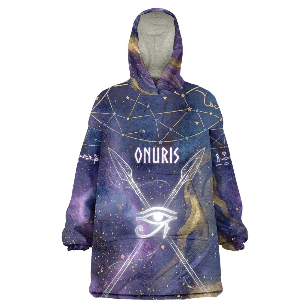 Onuris Kid Wearable Blanket Hoodie Cosmic Warrior Egyptian God Eye of Horus Spears Starry Night