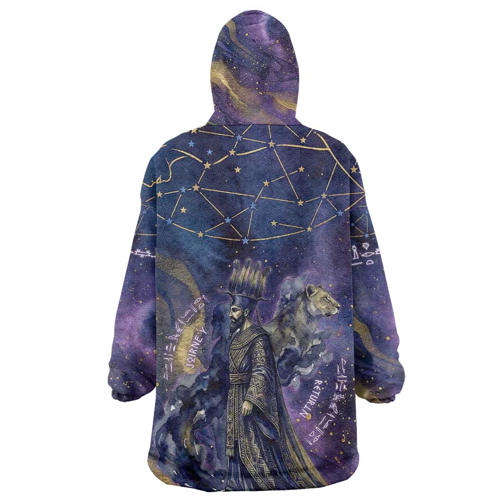 Onuris Kid Wearable Blanket Hoodie Cosmic Warrior Egyptian God Eye of Horus Spears Starry Night