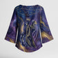 Onuris Kimono Sleeve Blouse Cosmic Warrior Egyptian God Eye of Horus Spears Starry Night